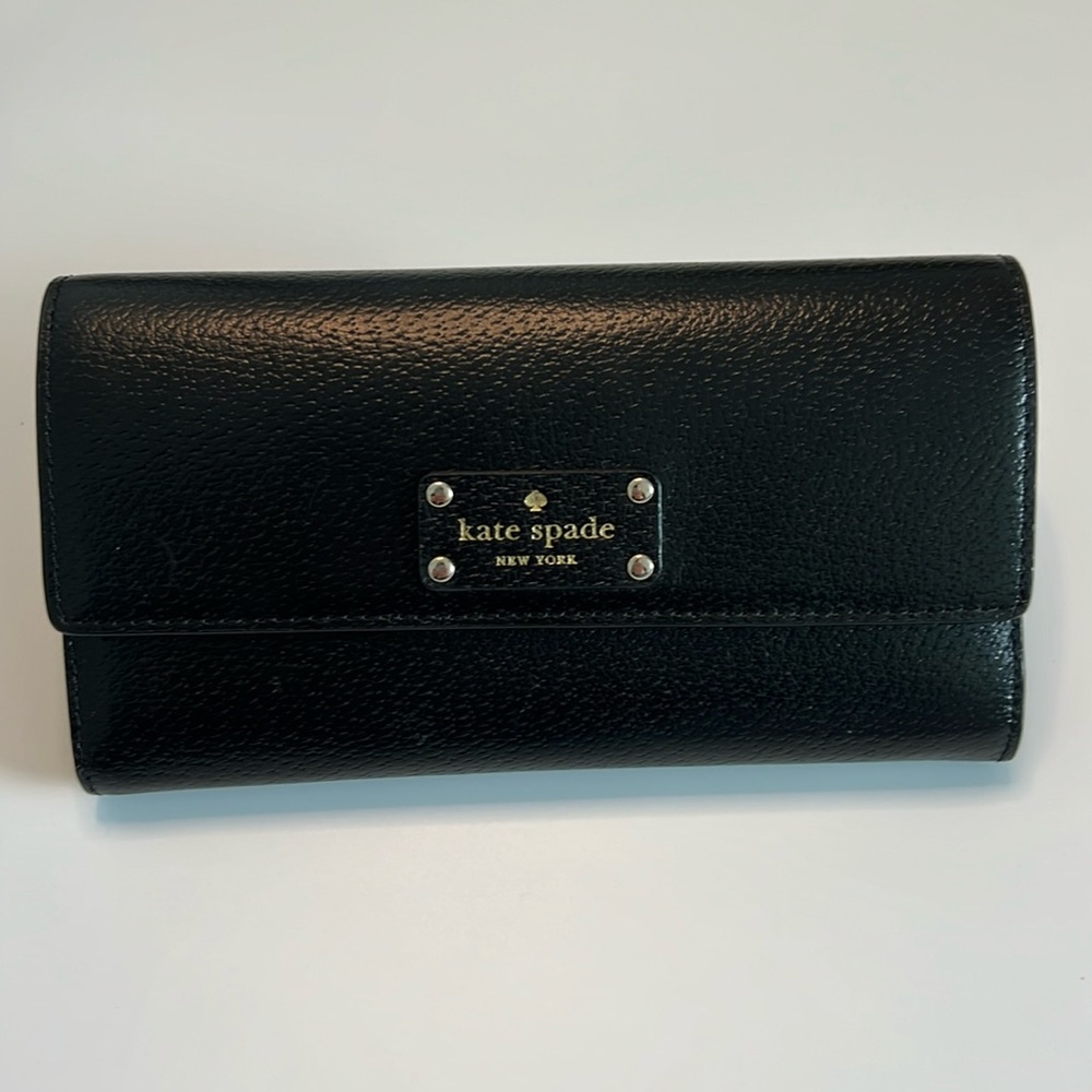 KATE SPADE black leather Jean Wellesley wallet